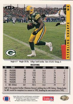1994 Collector's Choice - Silver #217 Sterling Sharpe Back