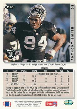 1994 Collector's Choice - Silver #218 Anthony Smith Back