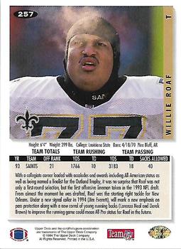 1994 Collector's Choice - Silver #257 Willie Roaf Back