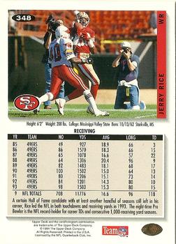 1994 Collector's Choice - Silver #348 Jerry Rice Back
