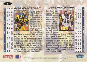 1994 Collector's Choice - Then and Now #1 Jerome Bettis / Eric Dickerson Back