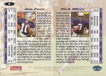 1994 Collector's Choice - Then and Now #6 Rick Mirer / Jim Zorn Back