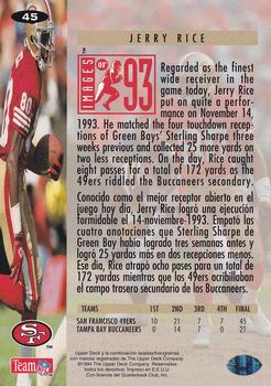 1994 Collector's Choice Spanish #45 Jerry Rice Back