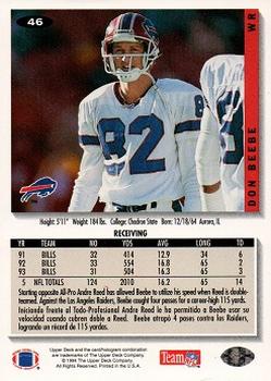 1994 Collector's Choice Spanish #46 Don Beebe Back