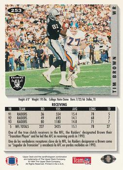 1994 Collector's Choice Spanish #253 Tim Brown Back