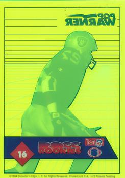 1994 Collector's Edge - Boss Rookies Update Pop Warner Green #16 Calvin Jones Back