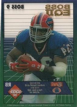 1994 Collector's Edge - Boss EQII Bronze Letters #9 Thurman Thomas Back