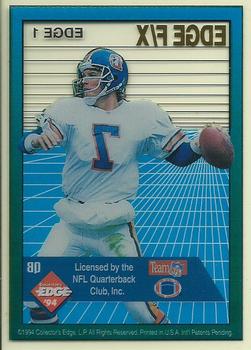 1994 Collector's Edge - Edge F/X Silver Letters #1 John Elway Back