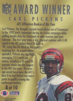 1993 Ultra - Award Winners #8 Carl Pickens Back