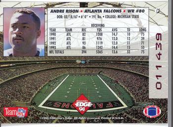 1994 Collector's Edge - 1st Day Gold #6 Andre Rison Back