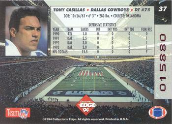 1994 Collector's Edge - 1st Day Gold #37 Tony Casillas Back