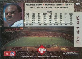1994 Collector's Edge - 1st Day Gold #80 Warren Moon Back