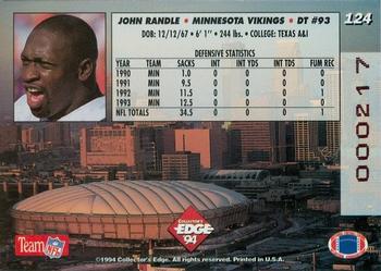 1994 Collector's Edge - 1st Day Gold #124 John Randle Back