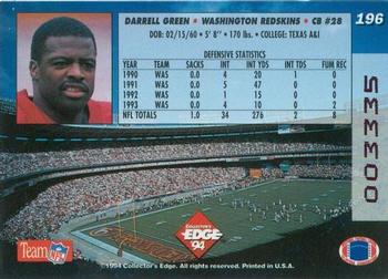 1994 Collector's Edge - 1st Day Gold #196 Darrell Green Back