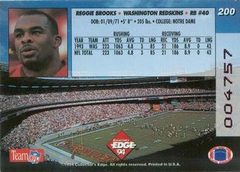 1994 Collector's Edge - 1st Day Gold #200 Reggie Brooks Back