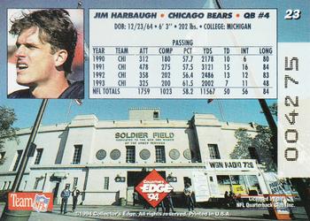 1994 Collector's Edge - Boss Squad Silver #23 Jim Harbaugh Back