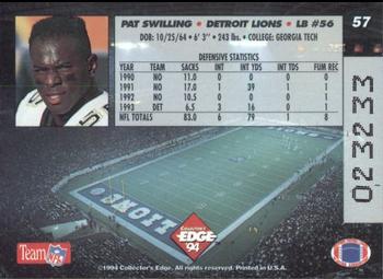1994 Collector's Edge - Boss Squad Silver #57 Pat Swilling Back