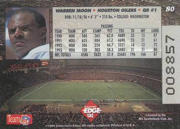 1994 Collector's Edge - Boss Squad Silver #80 Warren Moon Back