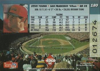 1994 Collector's Edge - Boss Squad Silver #180 Steve Young Back