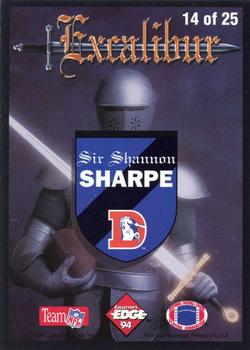 1994 Collector's Edge Excalibur - 22K #14 Shannon Sharpe Back