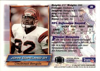 1994 Finest - Rookie Jumbos #29 John Copeland Back