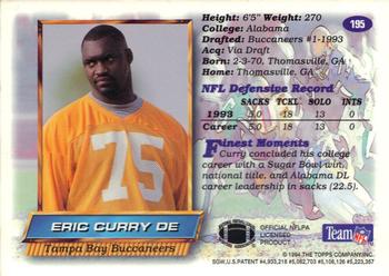 1994 Finest - Rookie Jumbos #195 Eric Curry Back