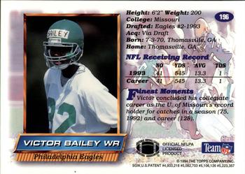 1994 Finest - Rookie Jumbos #196 Victor Bailey Back