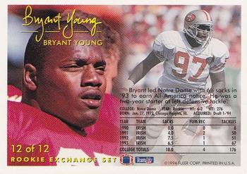 1994 Fleer - Rookie Exchange #12 Bryant Young Back