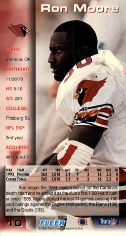 1994 GameDay #10 Ron Moore Back