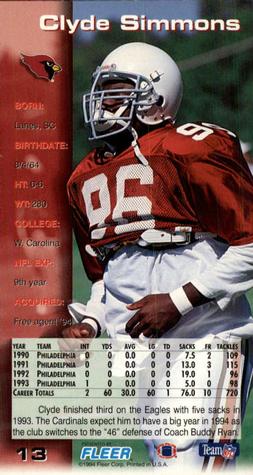 1994 GameDay #13 Clyde Simmons Back