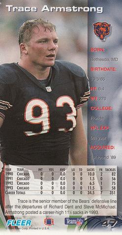 1994 GameDay #47 Trace Armstrong Back