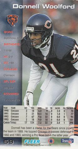1994 GameDay #59 Donnell Woolford Back