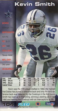 1994 GameDay #104 Kevin Smith Back