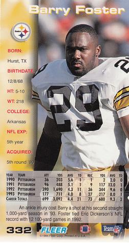 1994 GameDay #332 Barry Foster Back