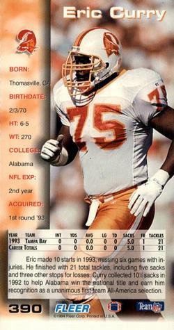 1994 GameDay #390 Eric Curry Back