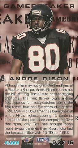 1994 GameDay - Gamebreakers #9 Andre Rison Back