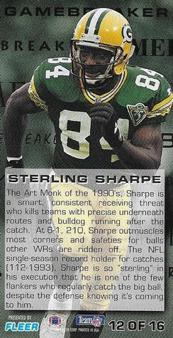 1994 GameDay - Gamebreakers #12 Sterling Sharpe Back