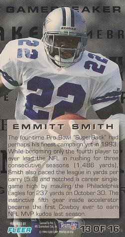 1994 GameDay - Gamebreakers #13 Emmitt Smith Back
