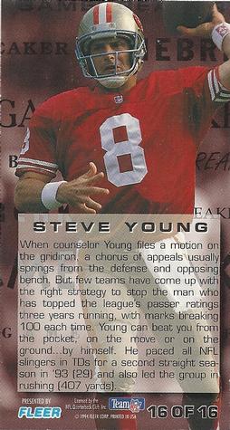 1994 GameDay - Gamebreakers #16 Steve Young Back