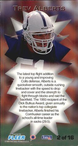 1994 GameDay - Rookie Standouts #2 Trev Alberts Back