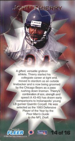 1994 GameDay - Rookie Standouts #14 John Thierry Back