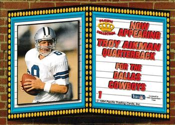 1994 Pacific - Marquee Prisms Gold #1 Troy Aikman Back