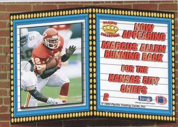 1994 Pacific - Marquee Prisms Gold #2 Marcus Allen Back