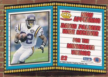 1994 Pacific - Marquee Prisms Gold #23 David Palmer Back