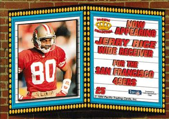 1994 Pacific - Marquee Prisms Gold #25 Jerry Rice Back