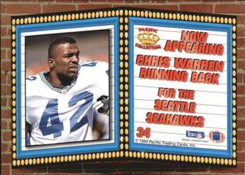 1994 Pacific - Marquee Prisms Gold #34 Chris Warren Back