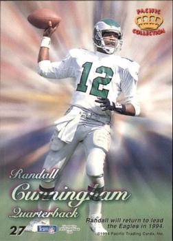 1994 Pacific Prisms - Gold #27 Randall Cunningham Back