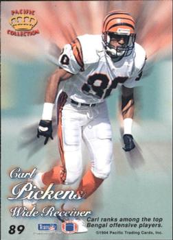 1994 Pacific Prisms - Gold #89 Carl Pickens Back