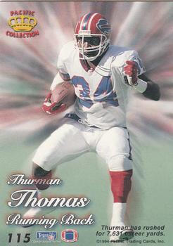 1994 Pacific Prisms - Gold #115 Thurman Thomas Back