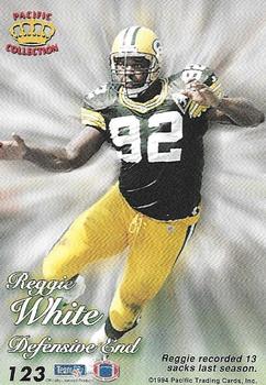 1994 Pacific Prisms - Gold #123 Reggie White Back